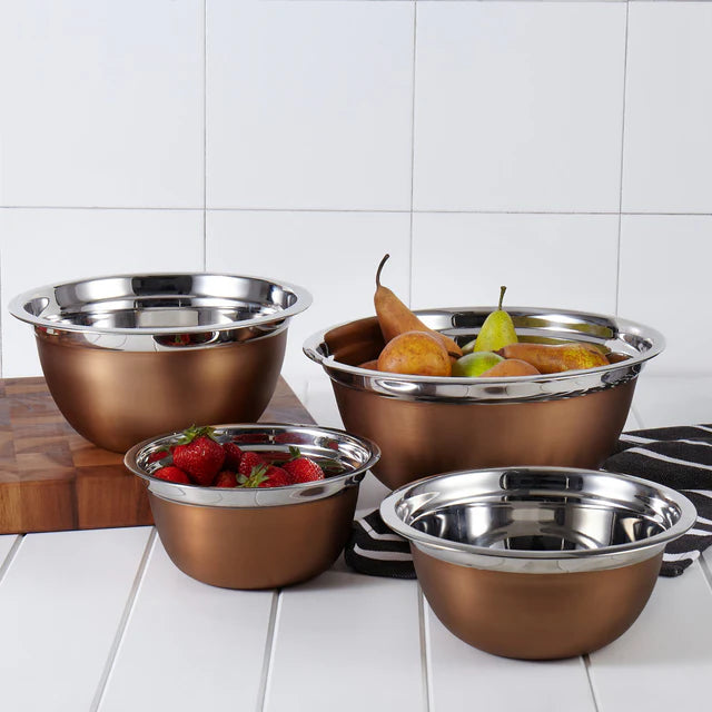 Copper 4-Piece Stainless Steel Mixing Bowl Set
